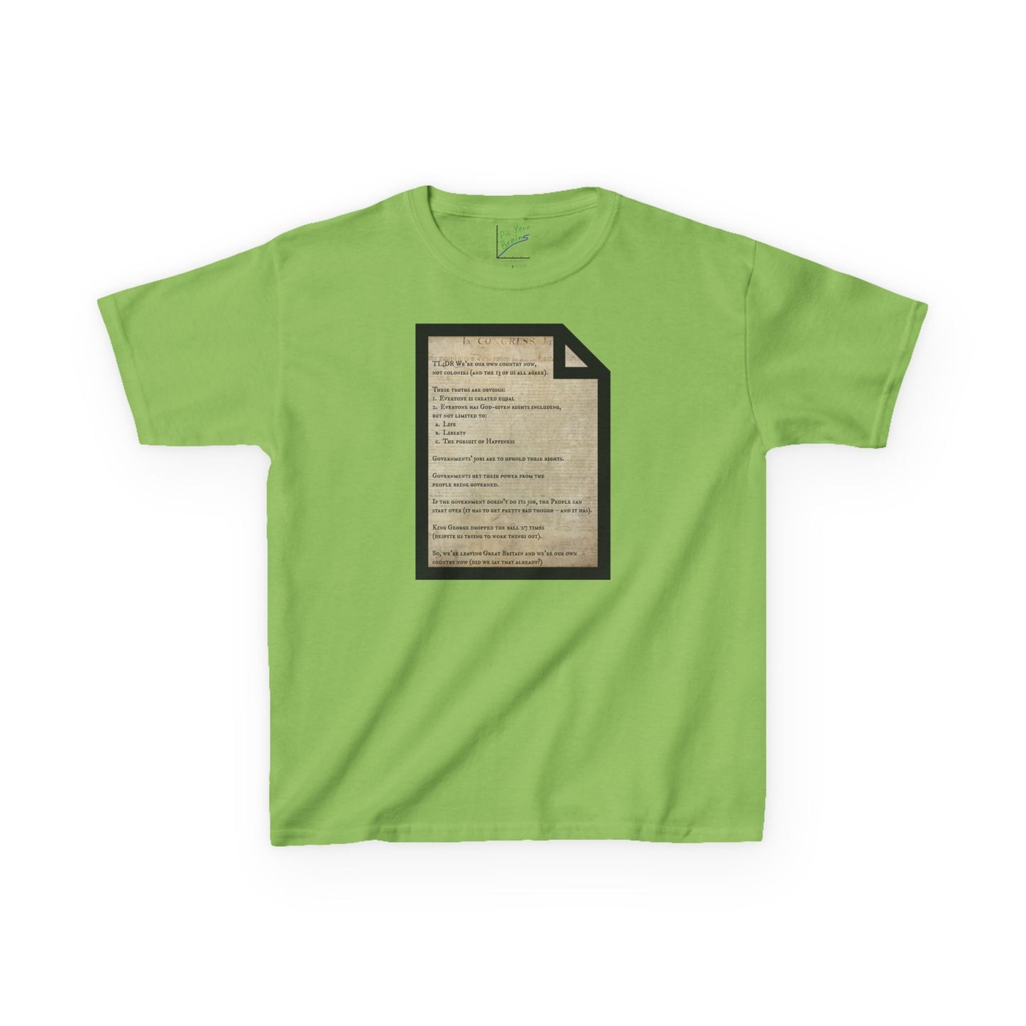 Declaration of Independence Summary Kids Heavy Cotton Tee