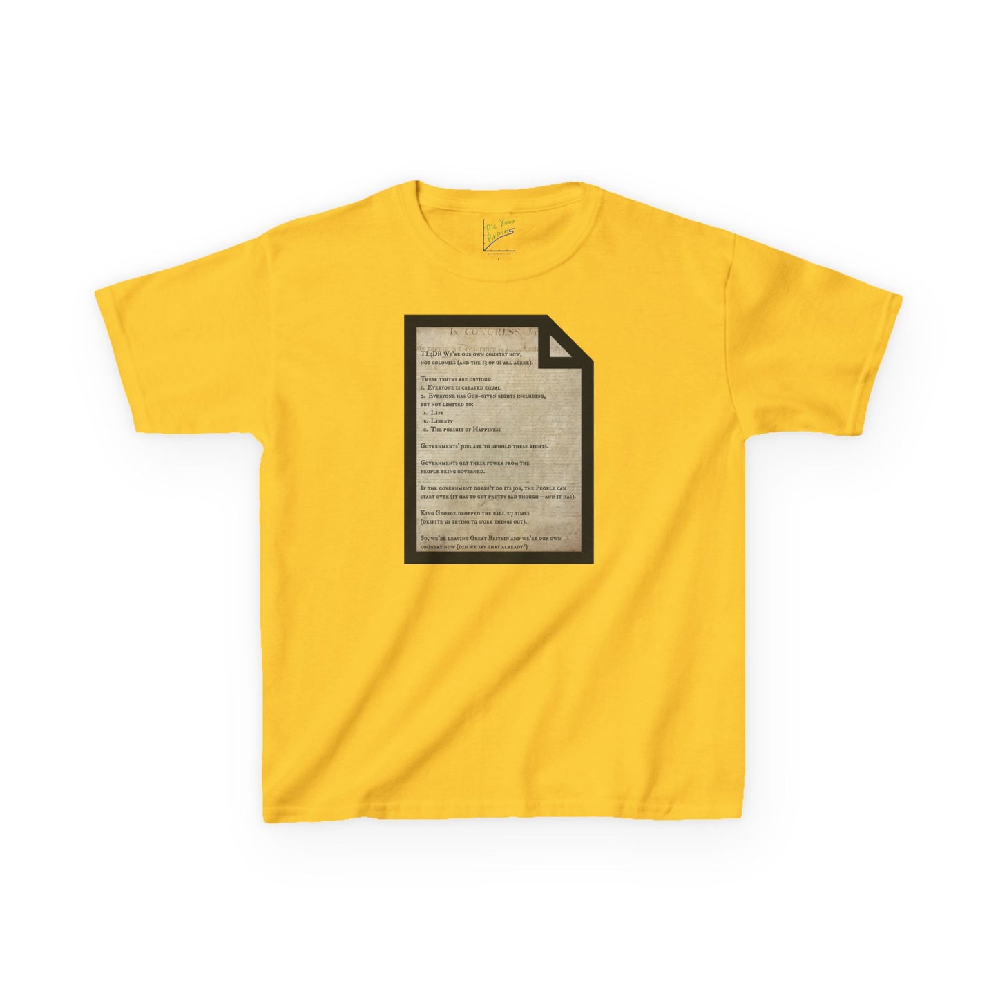Declaration of Independence Summary Kids Heavy Cotton Tee