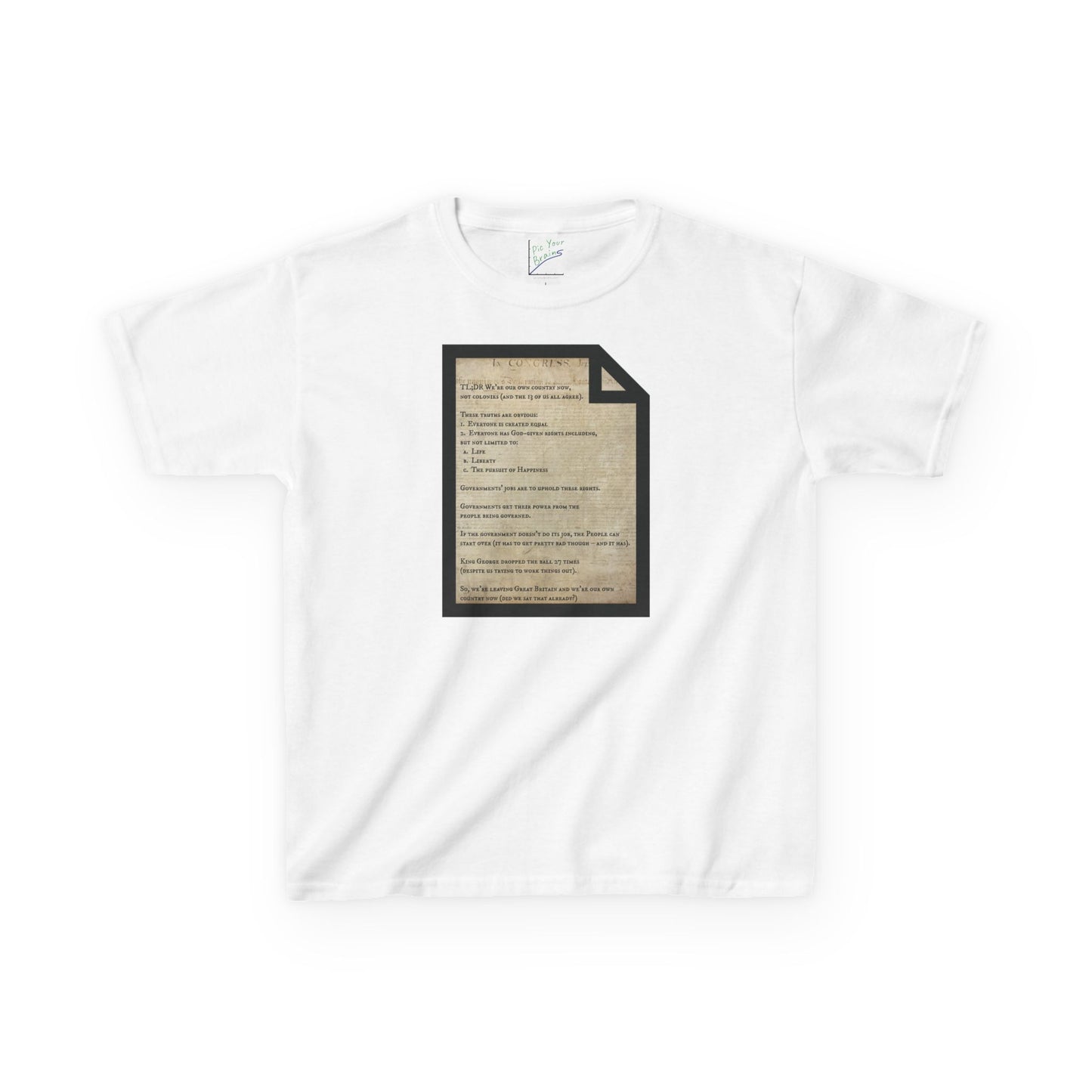 Declaration of Independence Summary Kids Heavy Cotton Tee