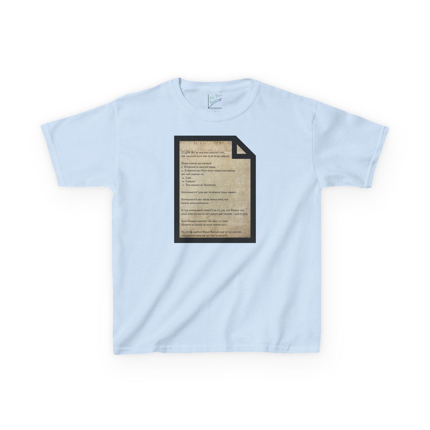 Declaration of Independence Summary Kids Heavy Cotton Tee