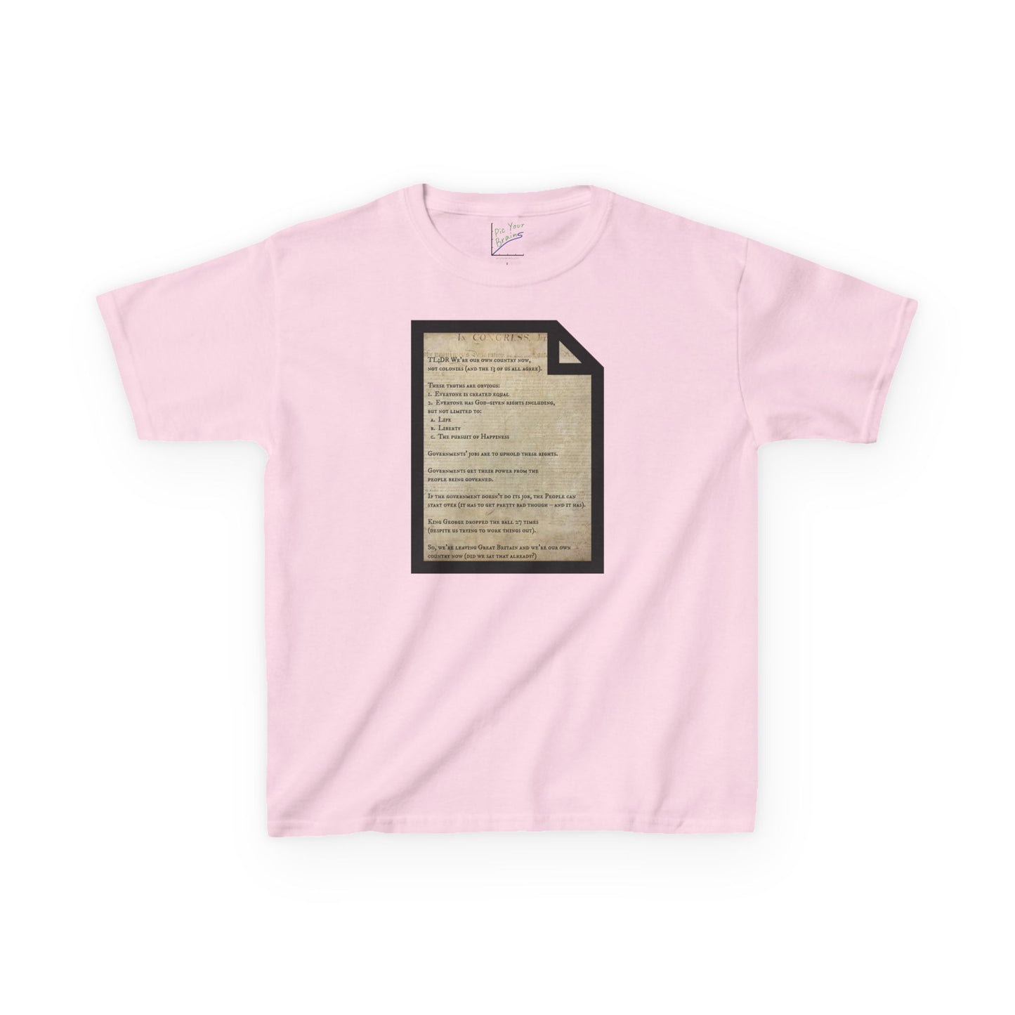 Declaration of Independence Summary Kids Heavy Cotton Tee