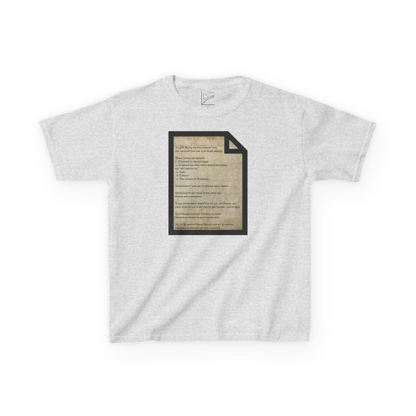 Declaration of Independence Summary Kids Heavy Cotton Tee