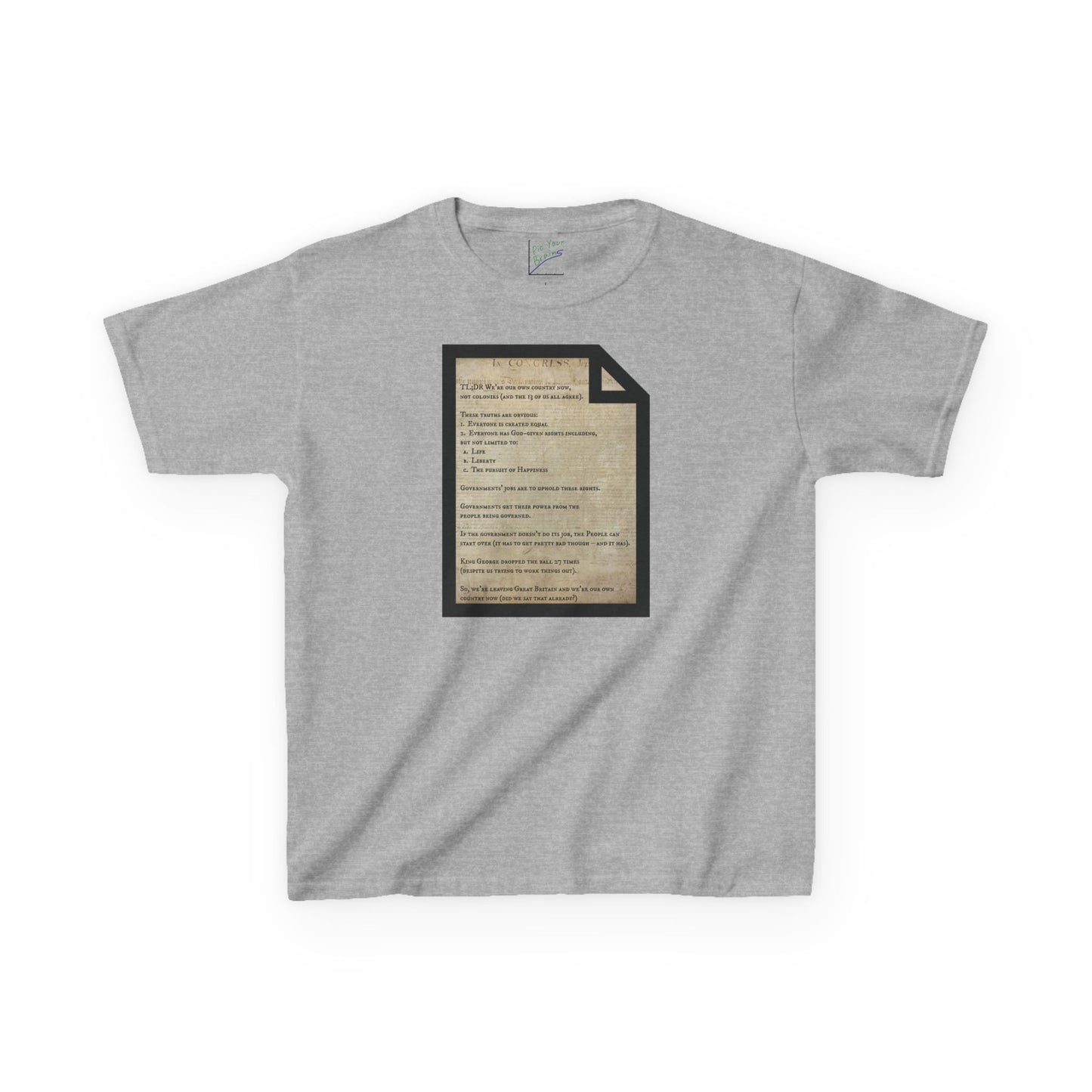 Declaration of Independence Summary Kids Heavy Cotton Tee