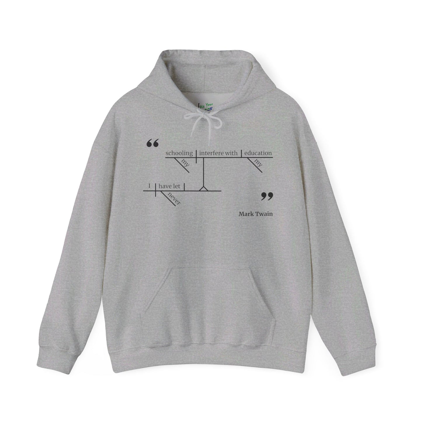 Mark Twain Education Sentence Diagram Hooded Sweatshirt