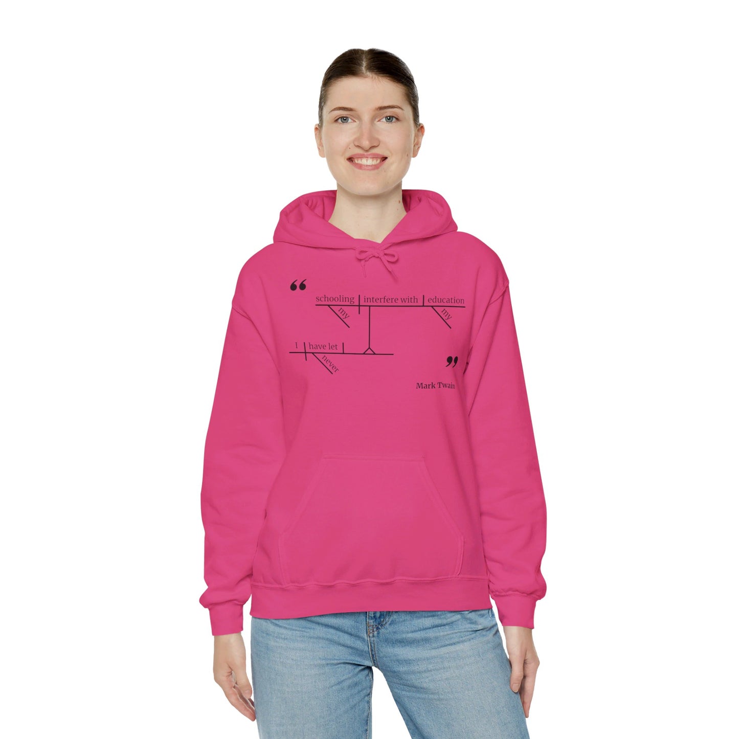 Mark Twain Education Sentence Diagram Hooded Sweatshirt