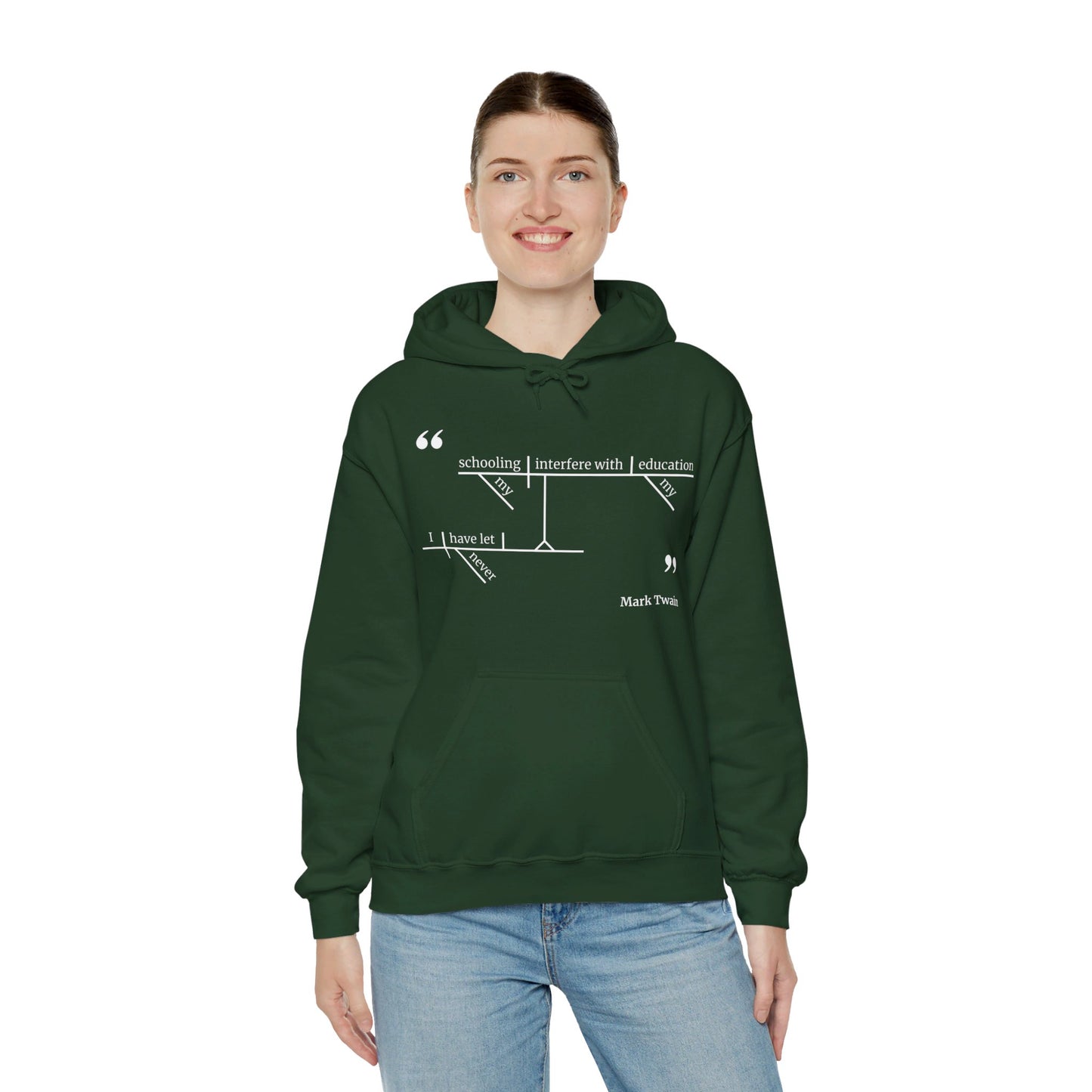 Mark Twain Education Sentence Diagram Hooded Sweatshirt