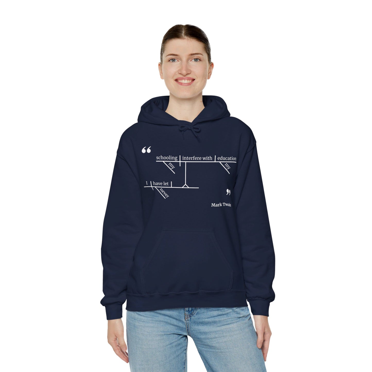 Mark Twain Education Sentence Diagram Hooded Sweatshirt