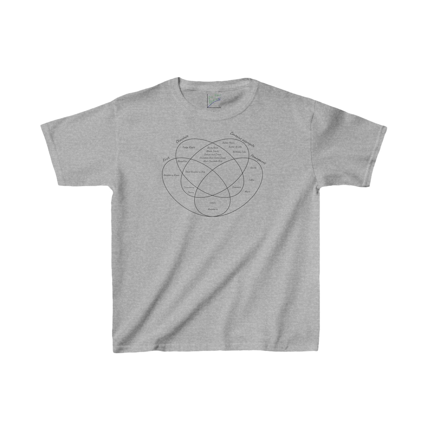 Ice Cream Flavors Venn Diagram Kids Heavy Cotton Tee