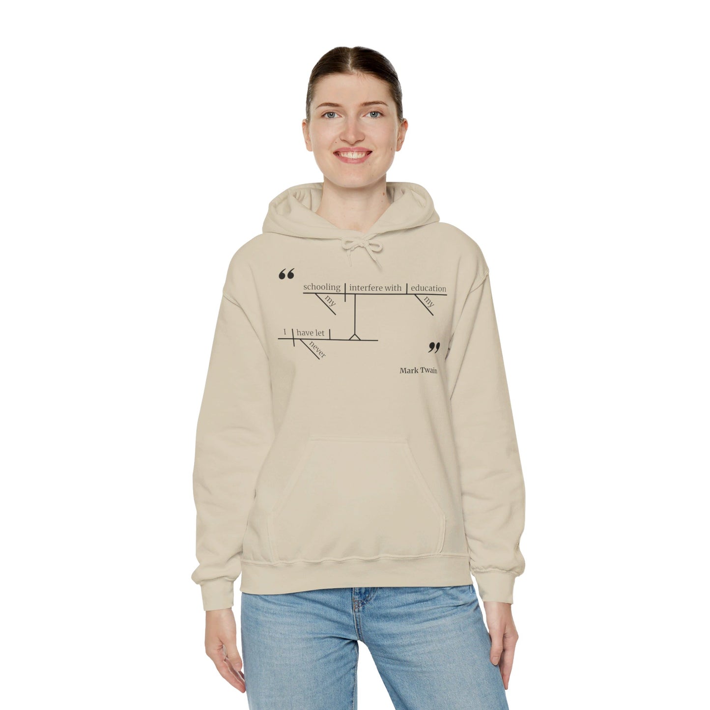 Mark Twain Education Sentence Diagram Hooded Sweatshirt