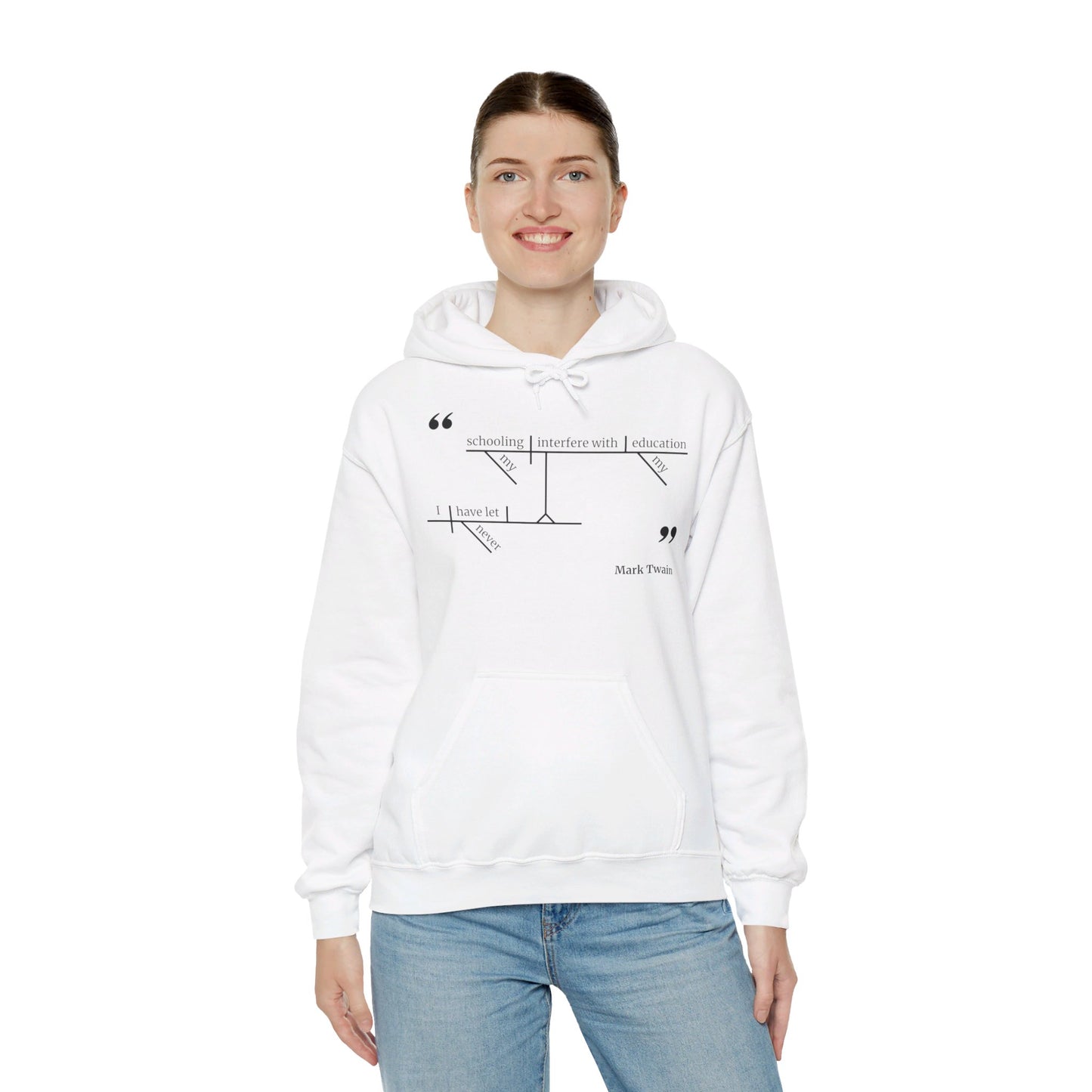 Mark Twain Education Sentence Diagram Hooded Sweatshirt