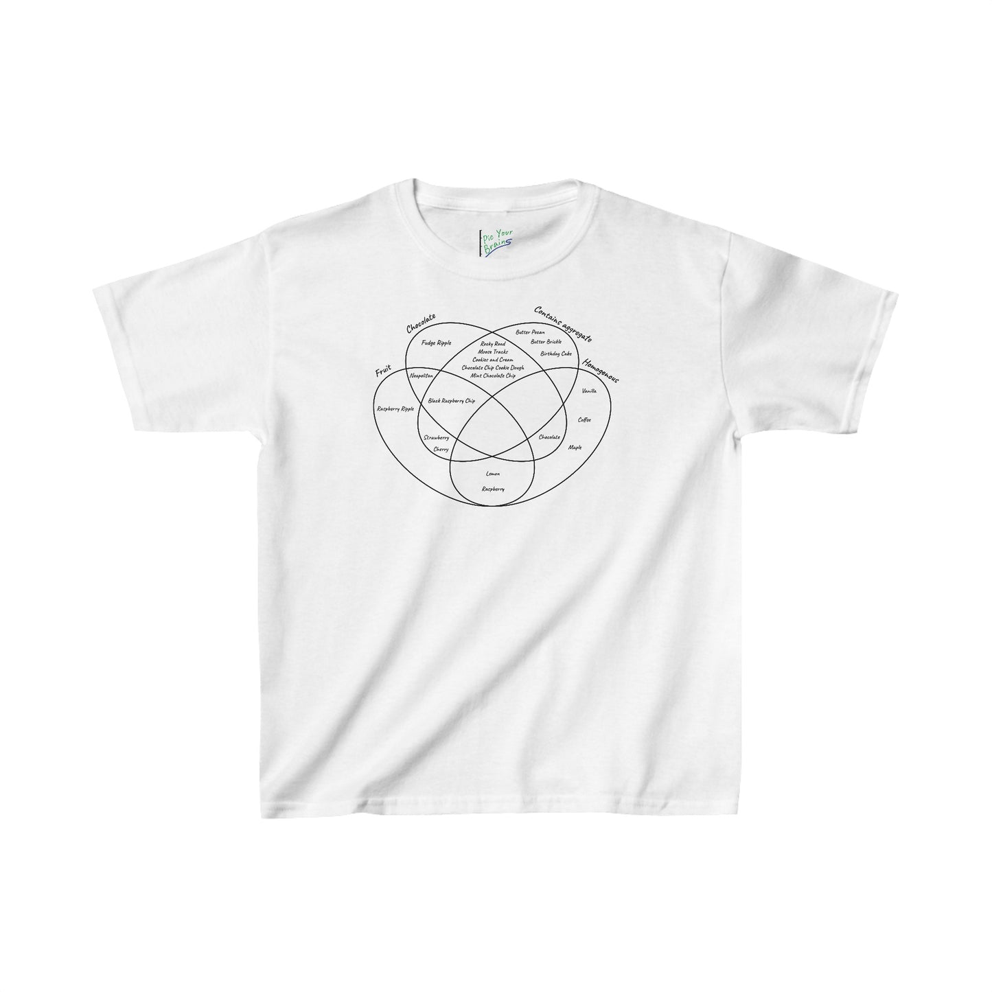 Ice Cream Flavors Venn Diagram Kids Heavy Cotton Tee