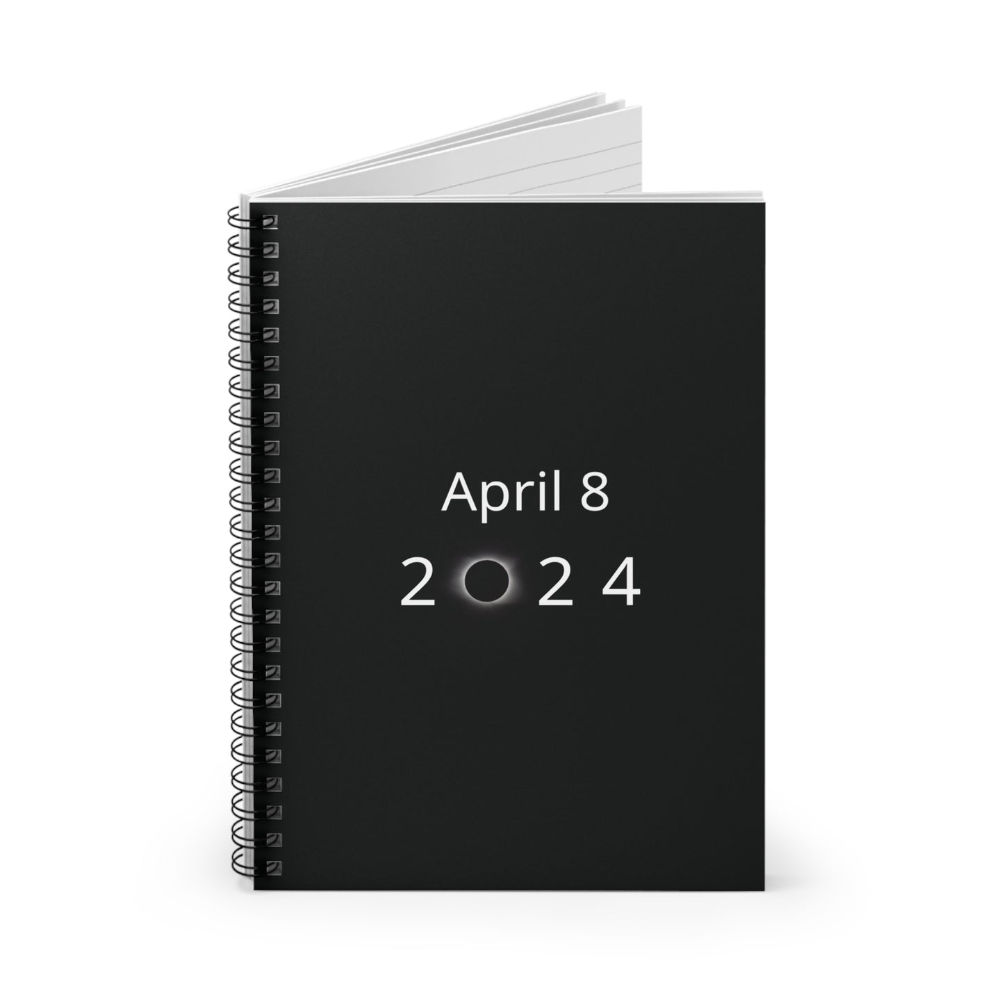 April 8, 2024 Total Eclipse Ruled Line Spiral Notebook