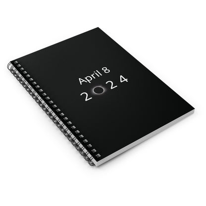 April 8, 2024 Total Eclipse Ruled Line Spiral Notebook