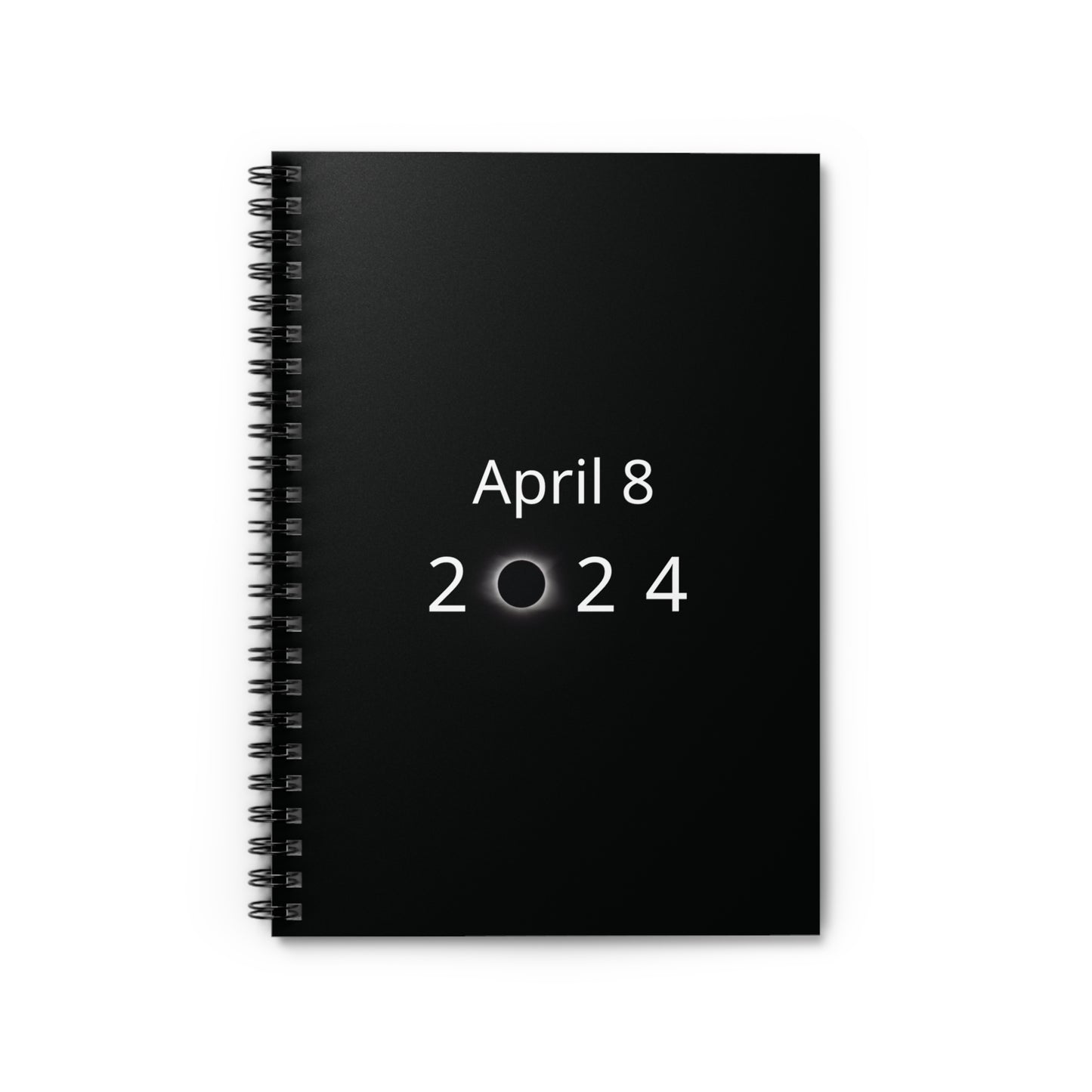 April 8, 2024 Total Eclipse Ruled Line Spiral Notebook