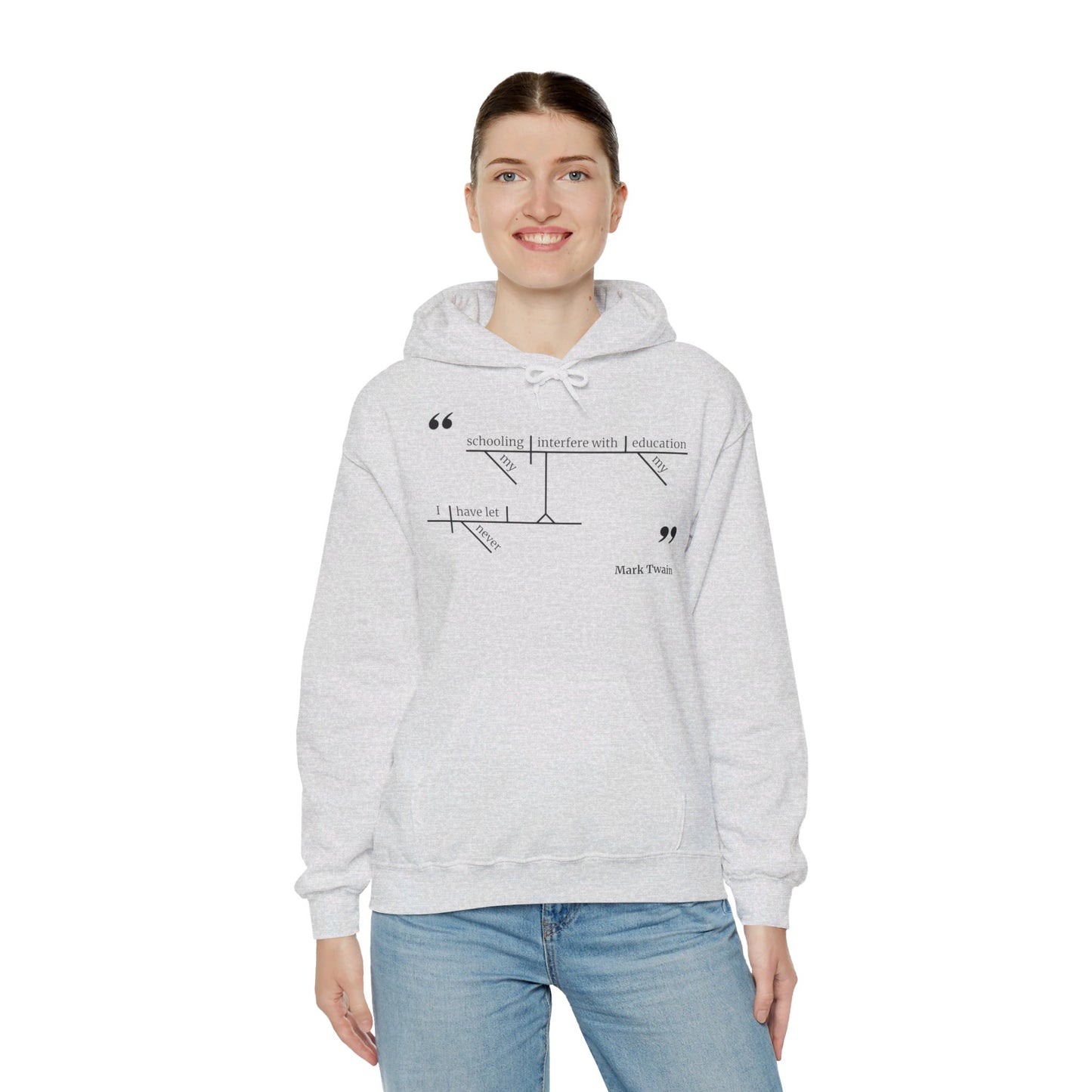 Mark Twain Education Sentence Diagram Hooded Sweatshirt